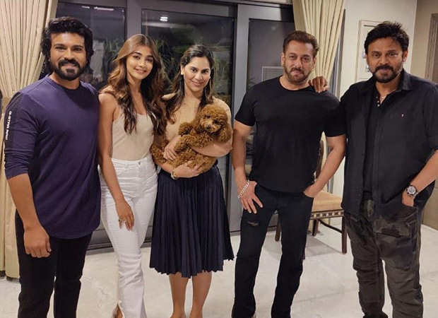 RRR actor Ram Charan hosts superstar Salman Khan for dinner; Venkatesh and Kabhi Eid Kabhi Diwali actress Pooja Hegde join in