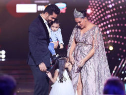 Neha Dhupia gets felicitated at Femina Miss India 2022; husband Angad Bedi along with son Guriq and daughter Mehr come on stage