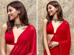 Ananya Panday redefines hotness in fiery red ruffled saree worth Rs. 1.28 Lakh at Liger trailer launch