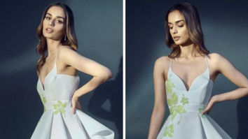 Manushi Chhillar looks sassy in a pastel mini dress and shimmery pumps