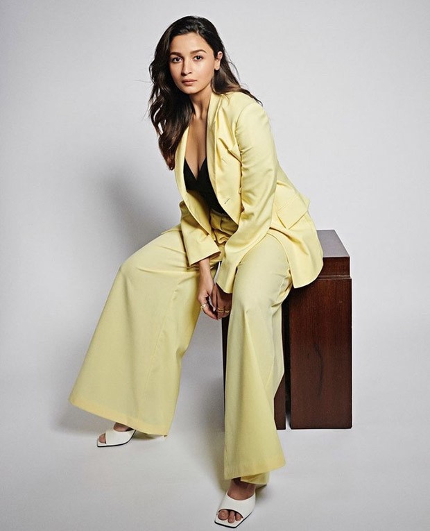Mom-to-be Alia Bhatt exudes boss lady vibes in chic lime yellow pantsuit for Darling promotions