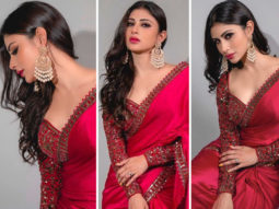 Mouni Roy looks gorgeous in red satin saree worth Rs. 45,500 in latest photo shoot