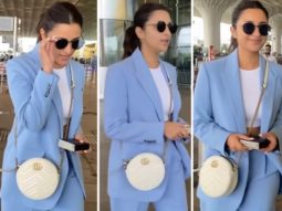 Parineeti Chopra nails power dressing in a blue pantsuit but it’s her Gucci cross body bag that we want to add to cart