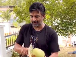 R. Madhavan shows off his coconut peeling skills