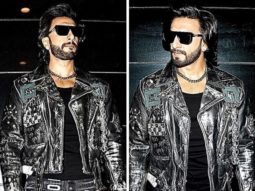 Ranveer Singh is nailing the edgy biker boy look in a funky black and silver jacket, pants and boots at Liger trailer launch