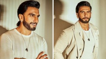 Ranveer Singh ups casual quotient in white T-shirt, blazer and pants Ranveer Singh ups casual quotient in white T-shirt, blazer and pants