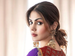 Rhea Chakraborty looks stunning in a purple saree