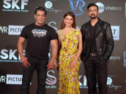 Salman Khan, Kichcha Sudeepa and Jacqueline Fernandez at Vikrant Rona press meet