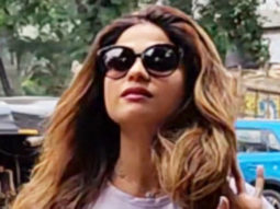 Shamita Shetty poses for paps in a sporty wear