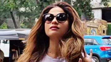 Shamita Shetty poses for paps in a sporty wear