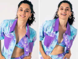 Taapsee Pannu embraces tie-dye trend by donning a coordinated outfit for the promotions of Shabash Mitthu