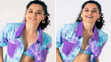 Taapsee Pannu embraces tie-dye trend by donning a coordinated outfit for the promotions of Shabash Mitthu