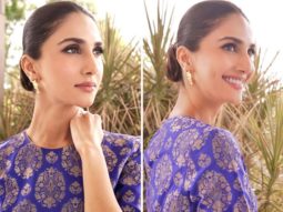 Vaani Kapoor gives major ethnic goals in royal blue palazzo set as she steps out to promote Shamshera