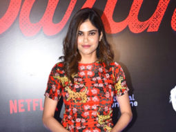 Aaditi Pohankar arrives in red outfit and denims for Darlings screening