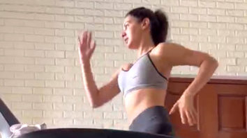 Amyra Dastur burns off those calories on the treadmill