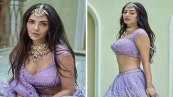 Esha Gupta is a sight to behold in lavender lehenga as she poses for Wedding Vows magazine
