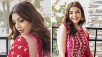 Kajal Aggarwal looks resplendent in a red Benarasi sharara set worth Rs. 1,20,000