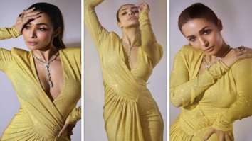 Malaika Arora looks resplendent in bold yellow dress featuring a thigh-high slit at the Filmfare awards