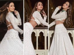 Malaika Arora’s pristine white lehenga from Kunal Rawal’s pre-wedding bash is all things perfect