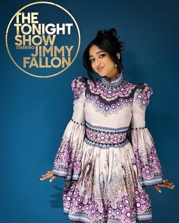 Never Have I Ever star Maitreyi Ramakrishnan displays floral magic in Zimmermann’s purple dress on Tonight Show starring Jimmy Fallon