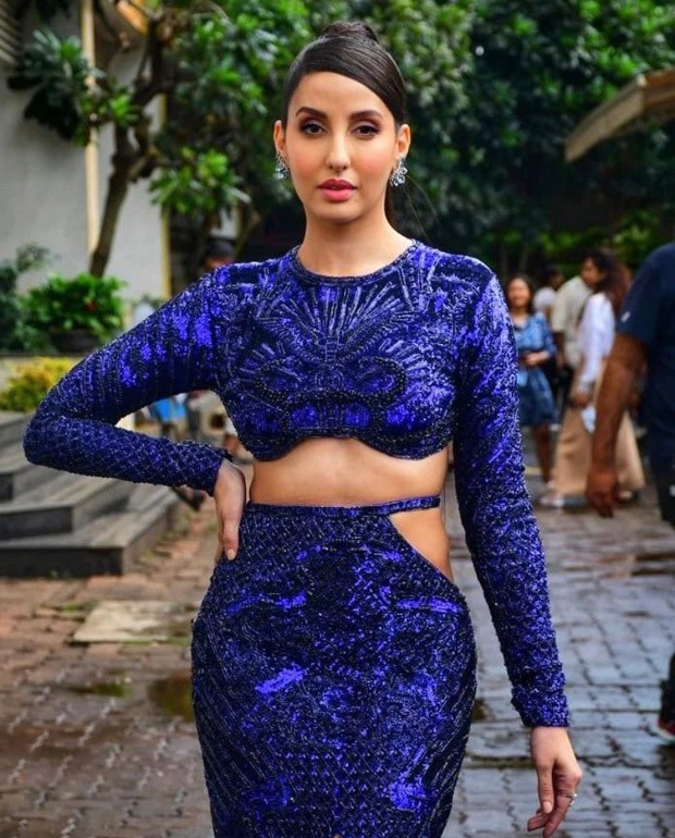 Nora Fatehi dazzles in purple fish-cut body-con dress as she shoots for Jhalak Dikhla Jaa season 10