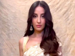 Nora Fatehi looks absolutely gorgeous in white and gold saree
