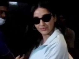 Nora Fatehi poses for paps at the airport