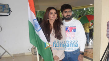 Photos: Rakhi Sawant and Adil Khan pose together with tricolour flag after a shoot
