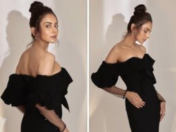 Rakul Preet Singh Shines in an off-shoulder black body-con gown worth Rs. 1 Lakh as she walks the red carpet of Filmfare awards