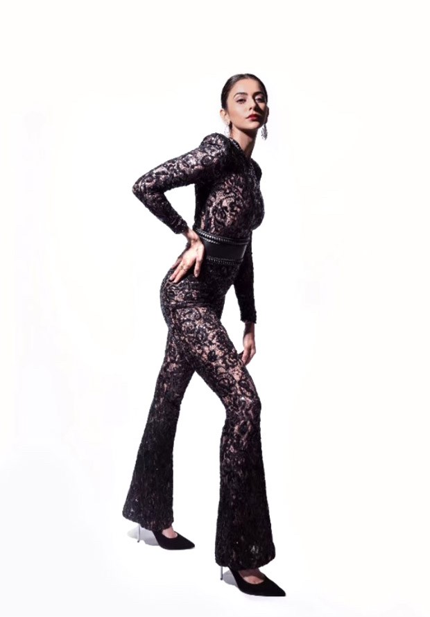 Rakul Preet Singh raises the bar with stunning photos wearing a black embellished jumpsuit worth Rs. 29K for Cuttputtli promotions