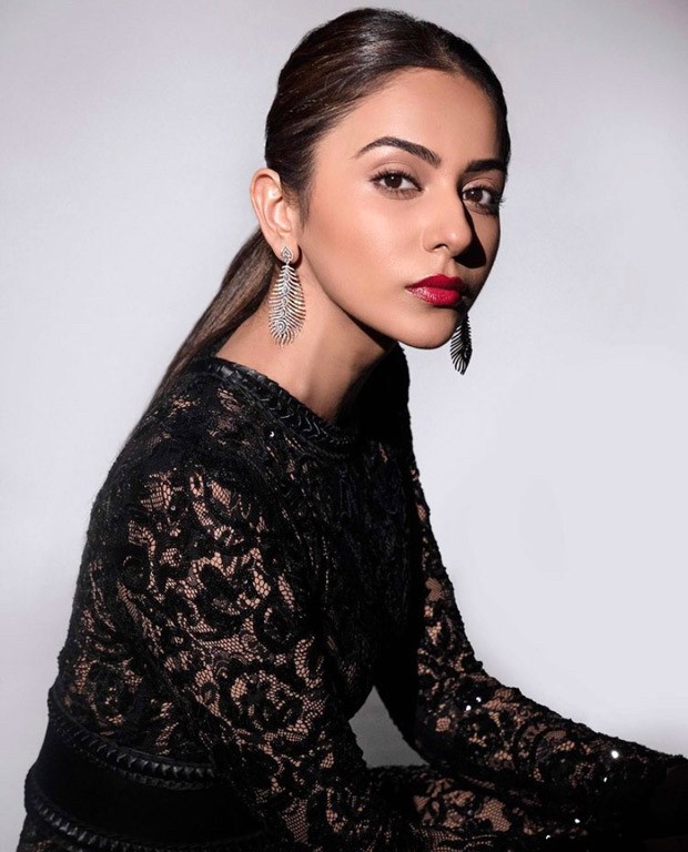 Rakul Preet Singh raises the bar with stunning photos wearing a black embellished jumpsuit worth Rs. 29K for Cuttputtli promotions