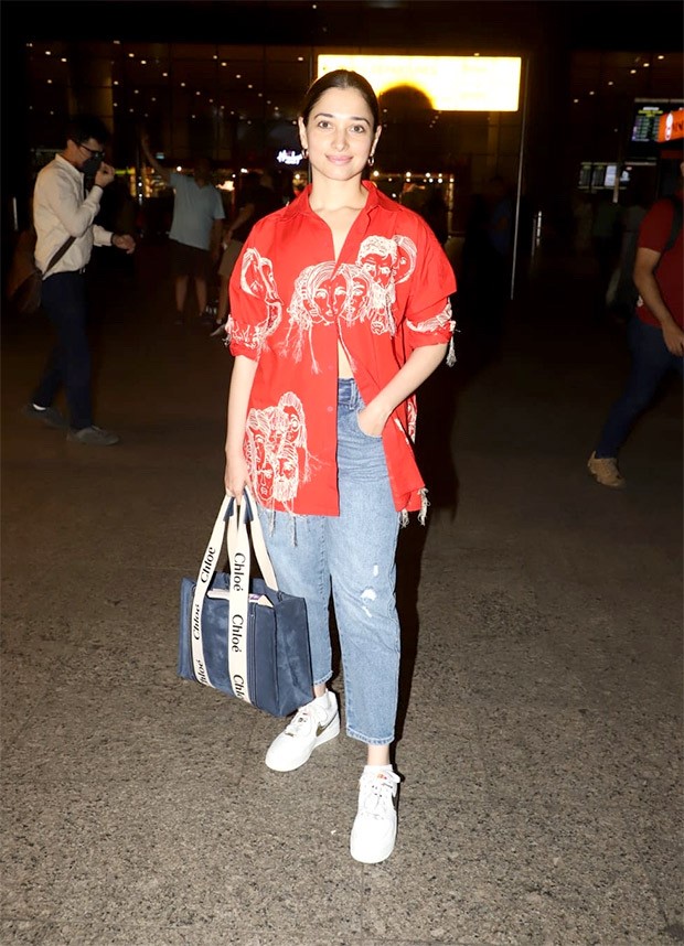Tamannaah Bhatia snapped at the airport in red shirt and denims, but Rs 1 Lakh Chloe bag steals limelight Tamannaah Bhatia snapped at the airport in red shirt and denims, but Rs 1 Lakh Chloe bag steals limelight