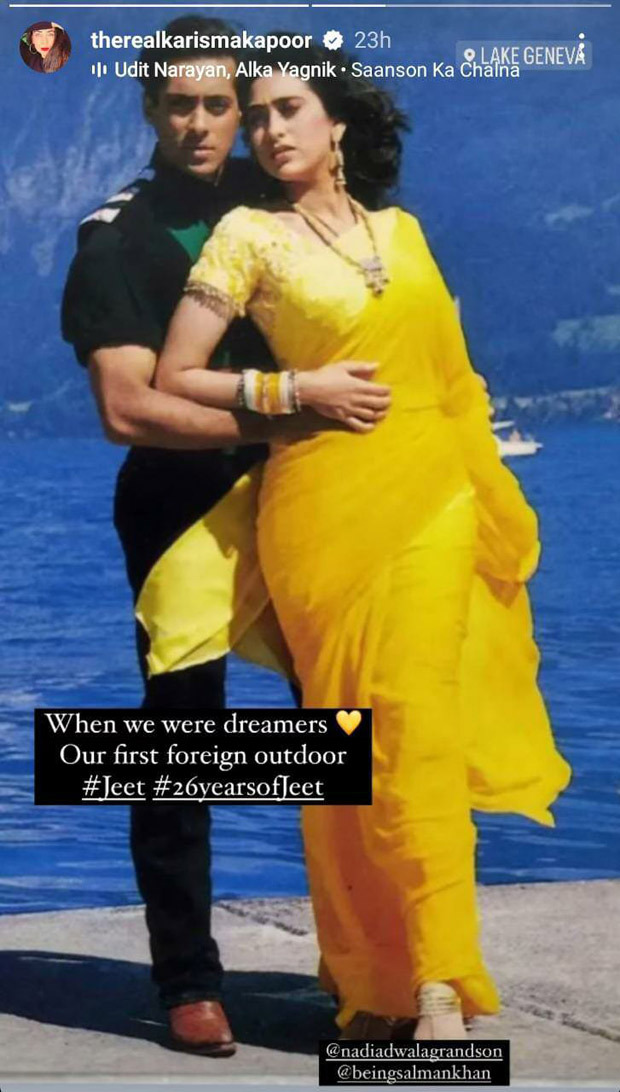 26 Years of Jeet: Karisma Kapoor recalls 'first foreign outdoor shoot' with Salman Khan: 'When we were dreamers'