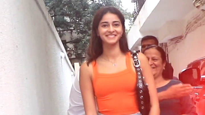 Ananya Panday smiles as she poses for paps