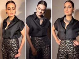 Dia Mirza is epitome of elegance in black satin shirt, brocade trousers as she attends Global Spa Awards 2022