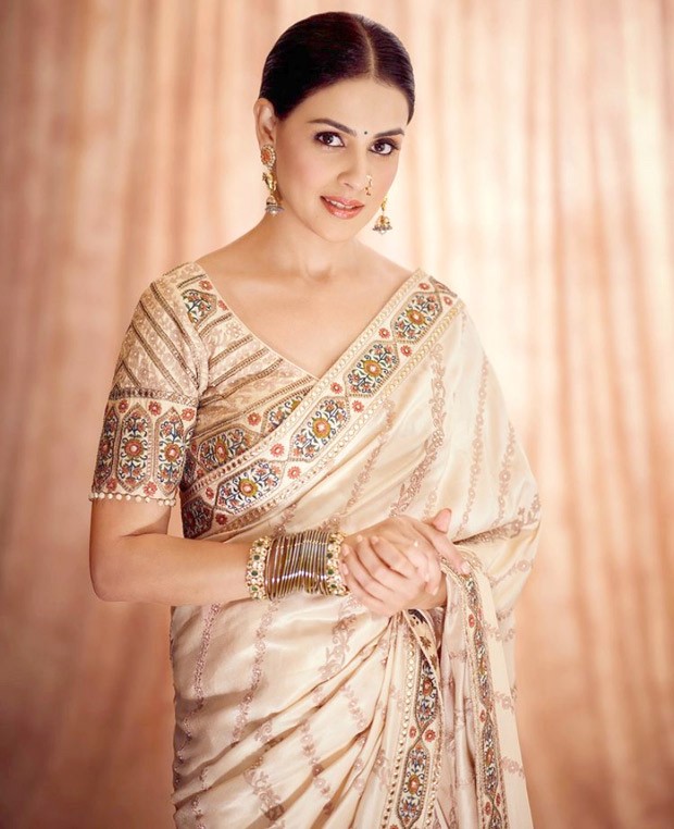 Genelia D'Souza's off-white saree by JJ Valaya strikes balance of tradition and modernity