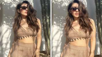 Hansika Motwani embraces crochet trend in brown crop top and pants as she vacations in Dubai