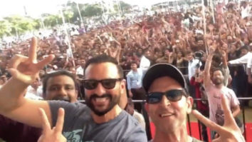 Hrithik Roshan and Saif Ali Khan greet fans as they visit Delhi and Gurugram’s SGT University to promote Vikram Vedha