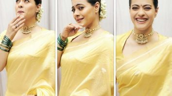 Kajol looks vivacious in Raw Mango’s yellow saree as she drops pictures from Ganesh Chaturthi celebrations