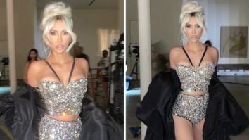 Kim Kardashian sets hearts racing in rhinestone two-piece and trench coat