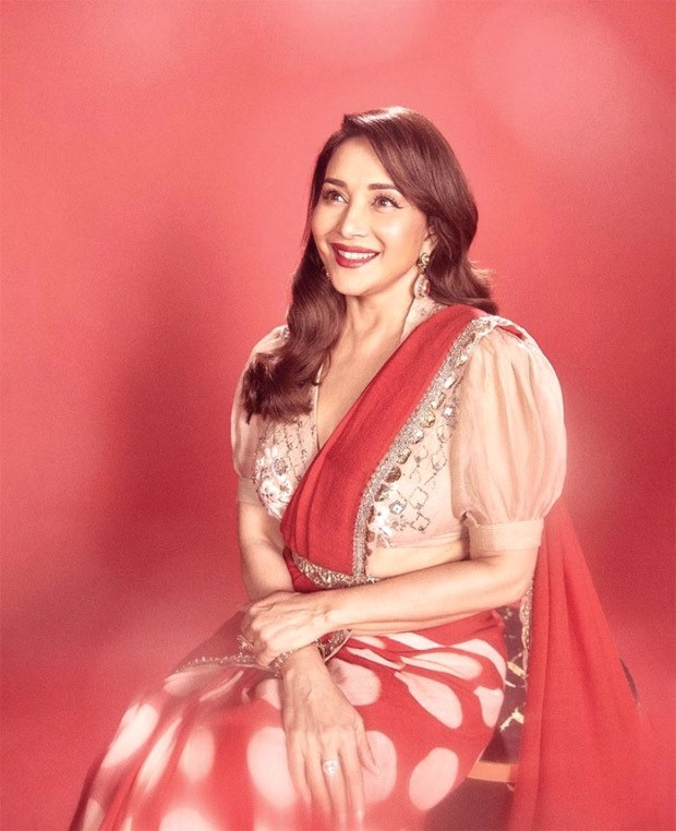 Madhuri Dixit regally captivates in Anju Modi’s red polka dot saree Madhuri Dixit regally captivates in Anju Modi’s red polka dot saree