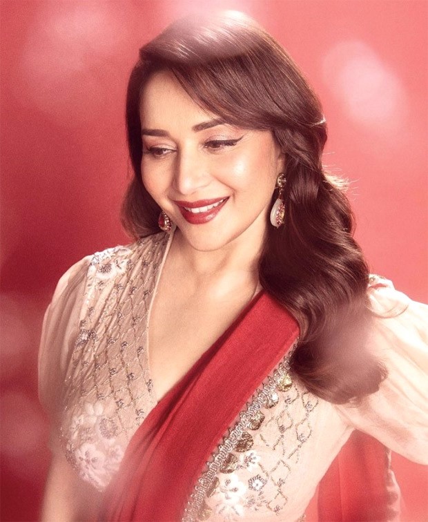 Madhuri Dixit regally captivates in Anju Modi’s red polka dot saree Madhuri Dixit regally captivates in Anju Modi’s red polka dot saree