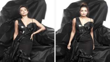 Malaika Arora looks breathtakingly beautiful in voluminous black body-hugging latex gown by Amit Aggarwal
