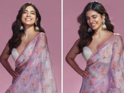 Malavika Mohanan looks drop dead gorgeous in Anita Dongre’s pink floral saree