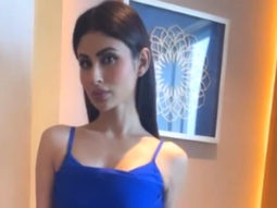 Mouni Roy spreads her sexiness in blue slitted gown