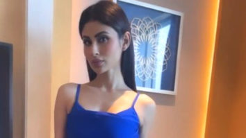 Mouni Roy spreads her sexiness in blue slitted gown