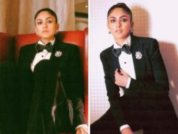 Mrunal Thakur shells out major boss lady vibes in a black Tuxedo as she attends Filmfare awards 2022