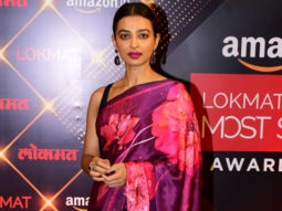Radhika Apte poses in a floral saree with low bun
