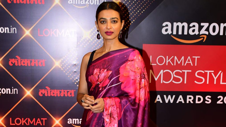 Radhika Apte poses in a floral saree with low bun - Bollywood Hungama