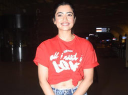 Rashmika Mandanna interacts with a cute little fan at the airport